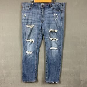True Nation 46x32 Athletic Fit Distressed Jeans Mens Big Tall Ripped Denim DXL